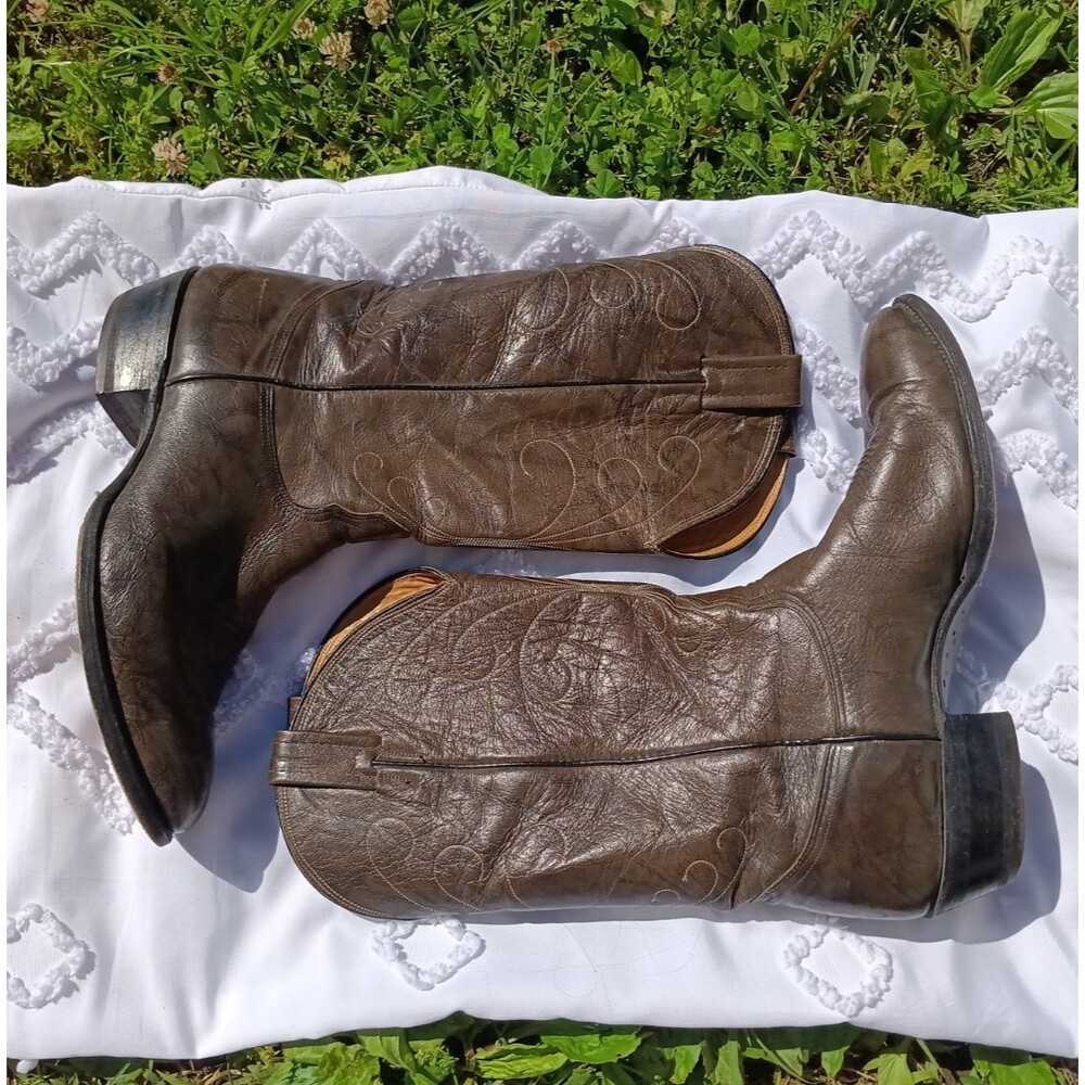 Nocona Men’s Western Boots 3003 Mottled Brown Leather 12D USA Made Cowboy